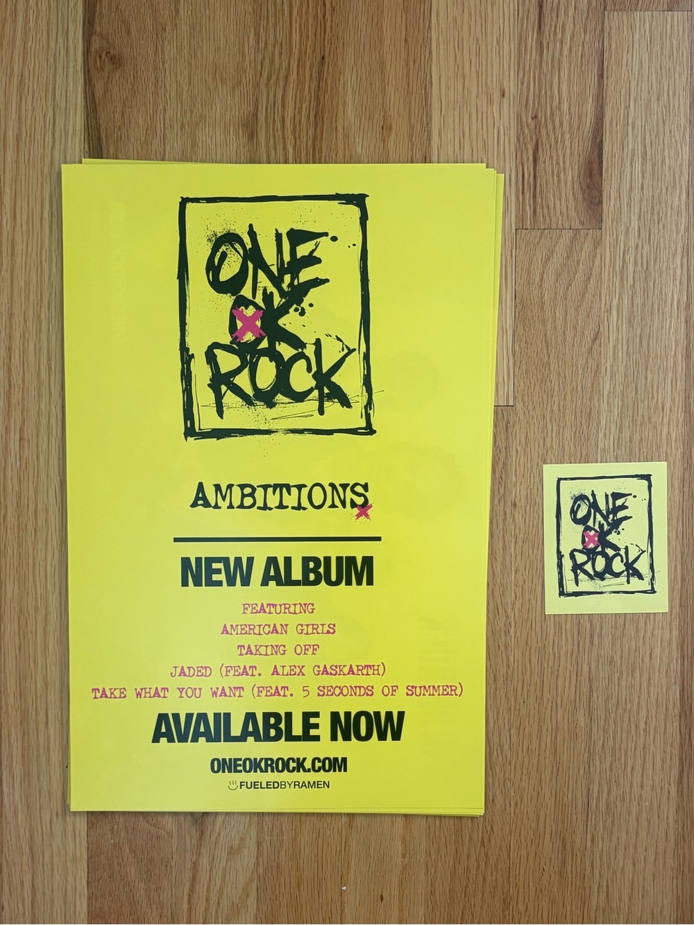 One Ok Rock band bundle - logo sticker and double-sided poster